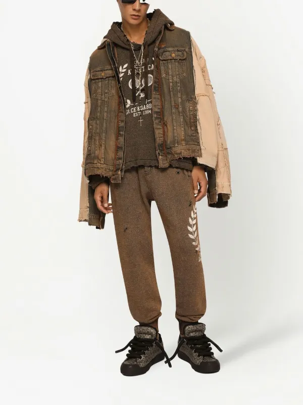 Dolce & Gabbana logo-print Ripped Track Pants | Brown | FARFETCH
