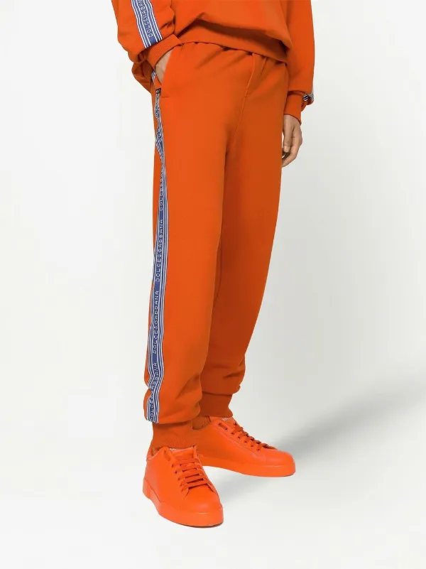 Dolce Gabbana logo stripe Cotton Track Pants Farfetch