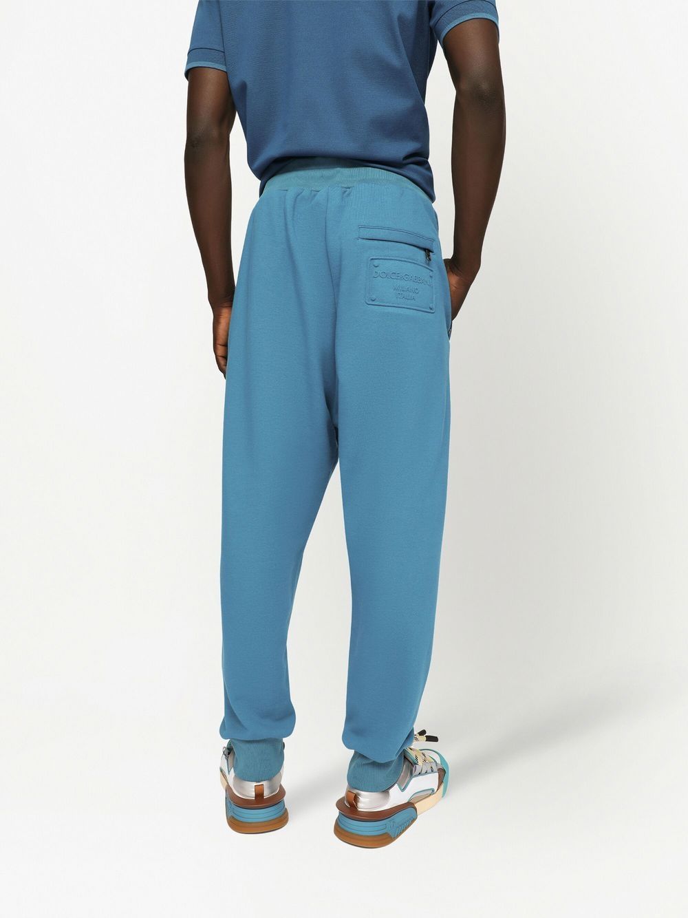 Shop Dolce & Gabbana Logo-embossed Drawstring Track Pants In Blue