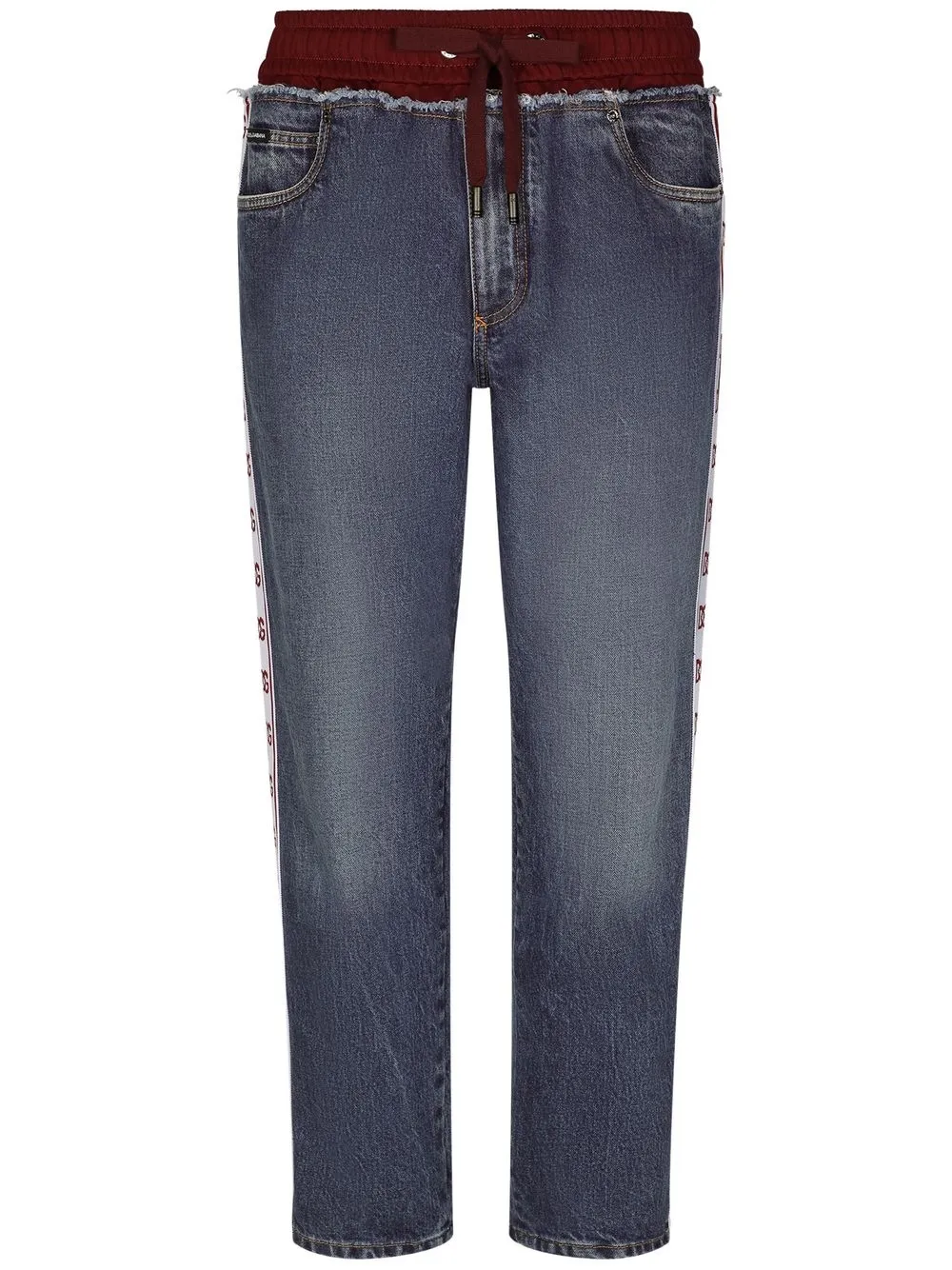 Dolce & Gabbana Drawstring-waist Panelled Jeans In Blue