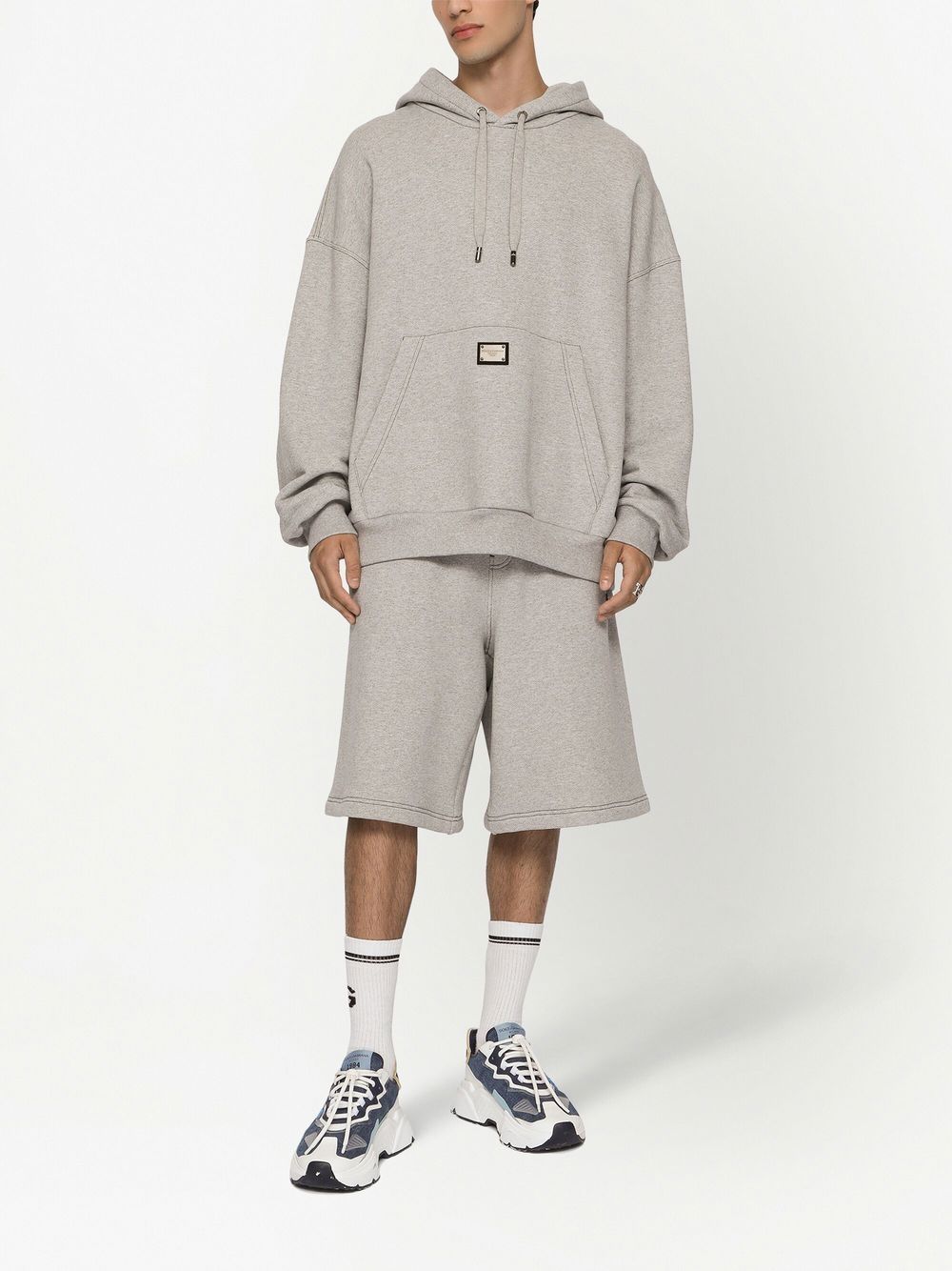 Shop Dolce & Gabbana Drawstring-waist Track Shorts In Grey