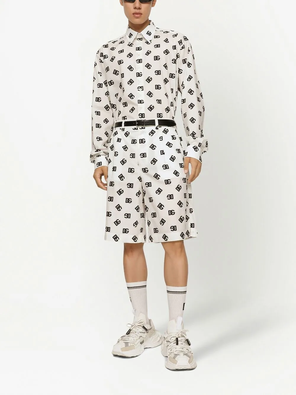 Shop Dolce & Gabbana Logo-print Cotton Shorts In White