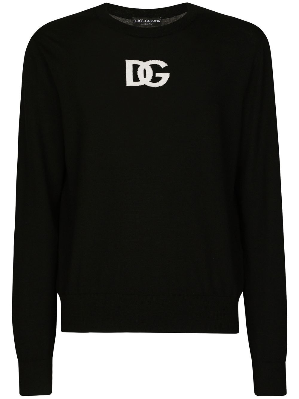Shop Dolce & Gabbana Dg-logo Intarsia Wool Jumper In Black