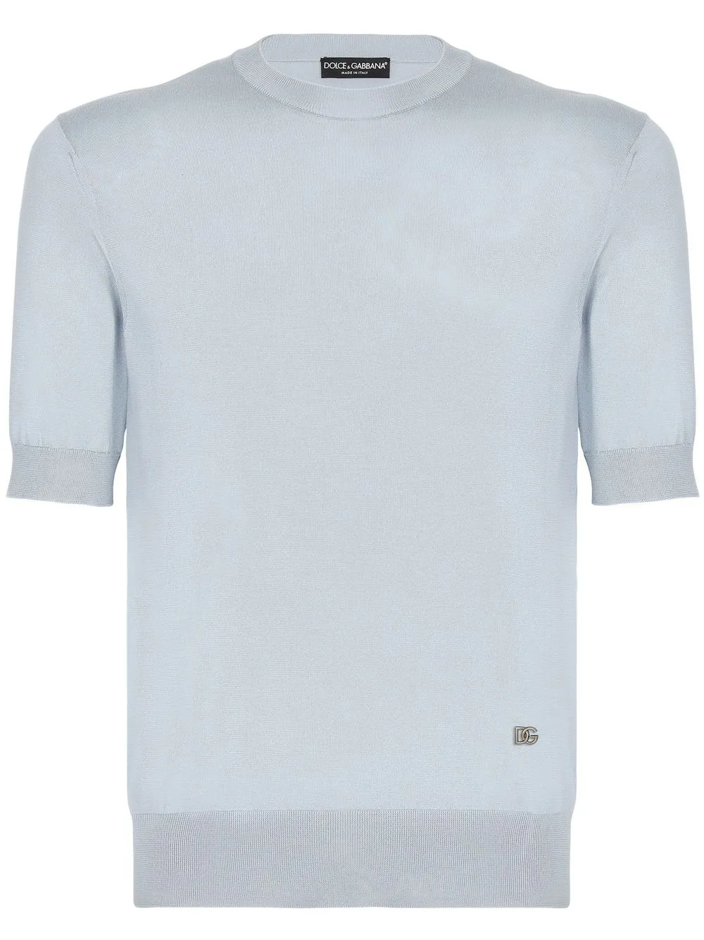 Dolce & Gabbana Short-sleeved Silk Jumper In Blue