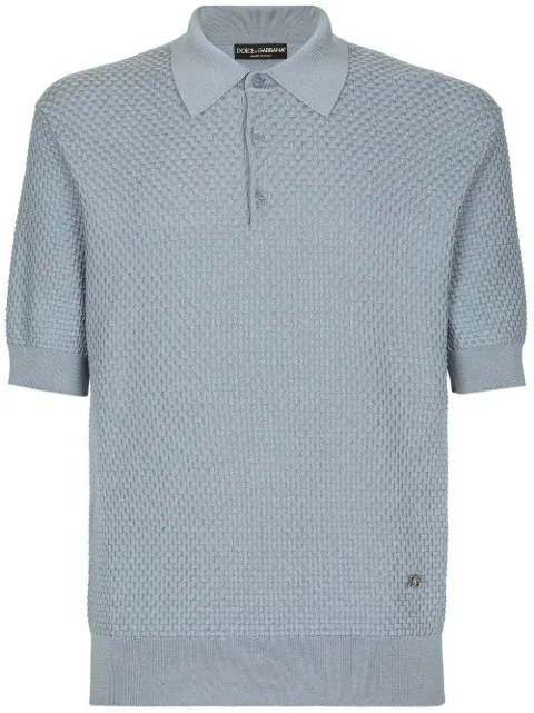 Dolce & Gabbana waffle-knit short-sleeved polo shirt
