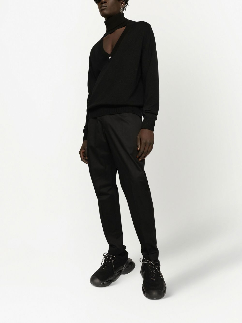 Shop Dolce & Gabbana Cut-out Roll-neck Jumper In Black