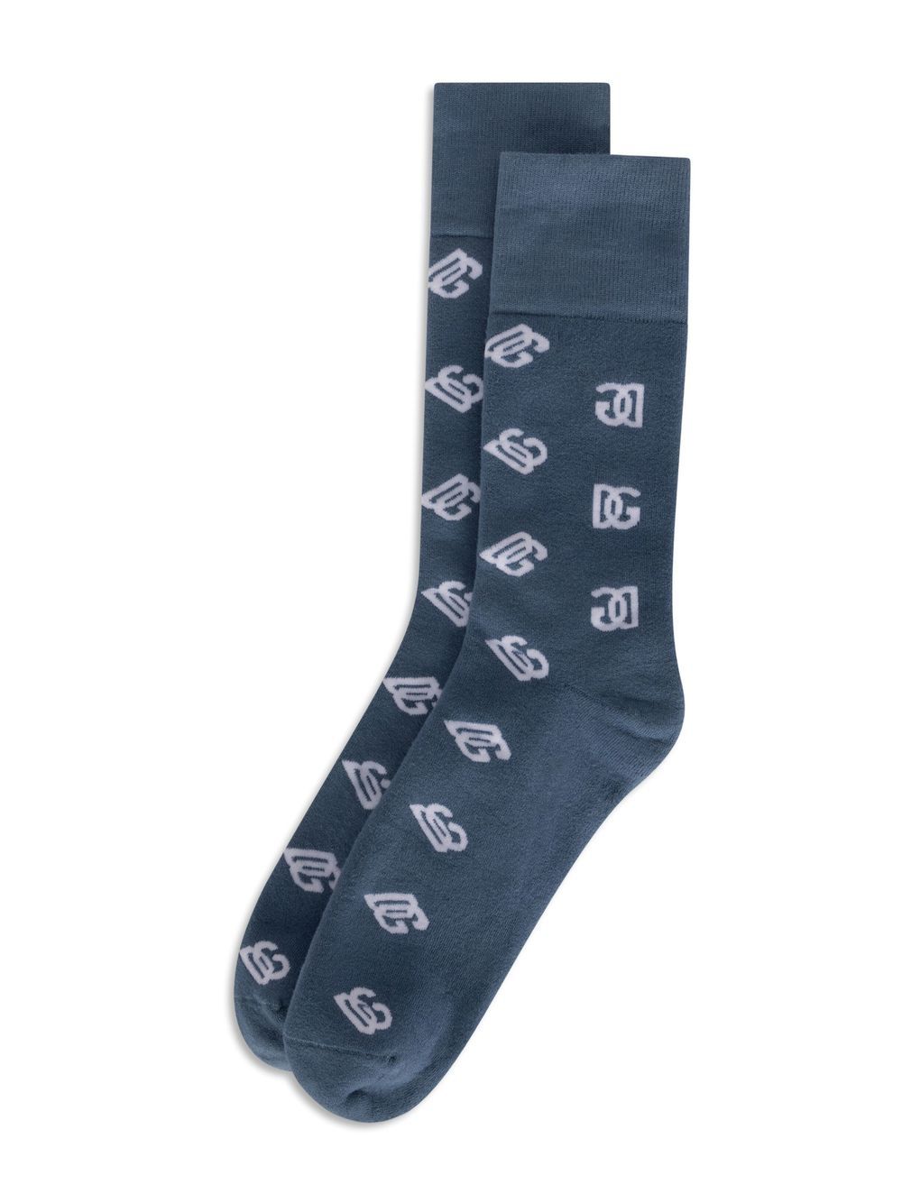 Shop Dolce & Gabbana Dg Monogram Jacquard Socks In Blue