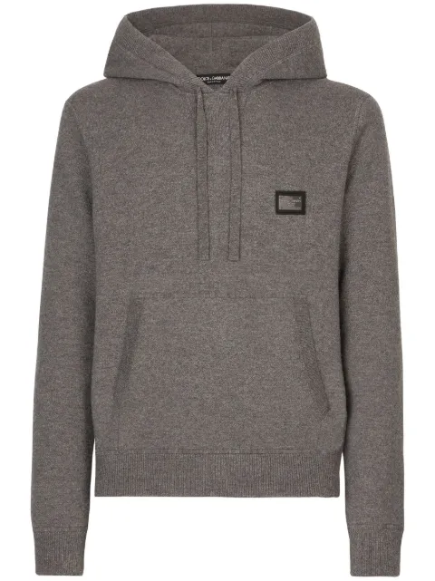Dolce & Gabbana logo-tag wool-cashmere hoodie
