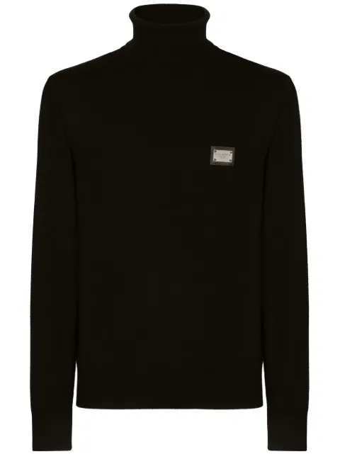 Dolce & Gabbana logo-tag roll-neck wool jumper
