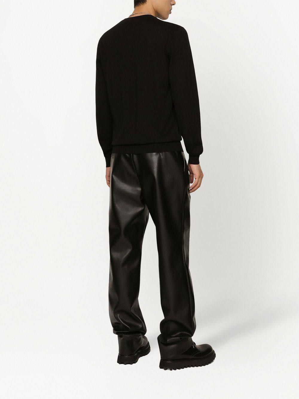 Shop Dolce & Gabbana Logo-print Virgin Wool Jumper In Black