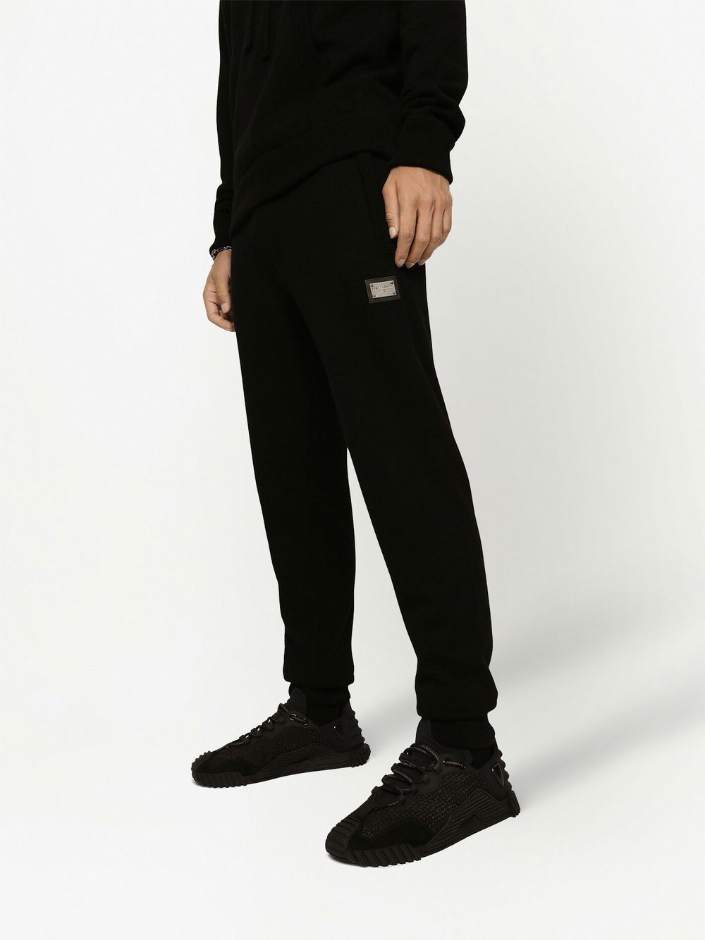 Shop Dolce & Gabbana Wool-cashmere Track Pants In Black