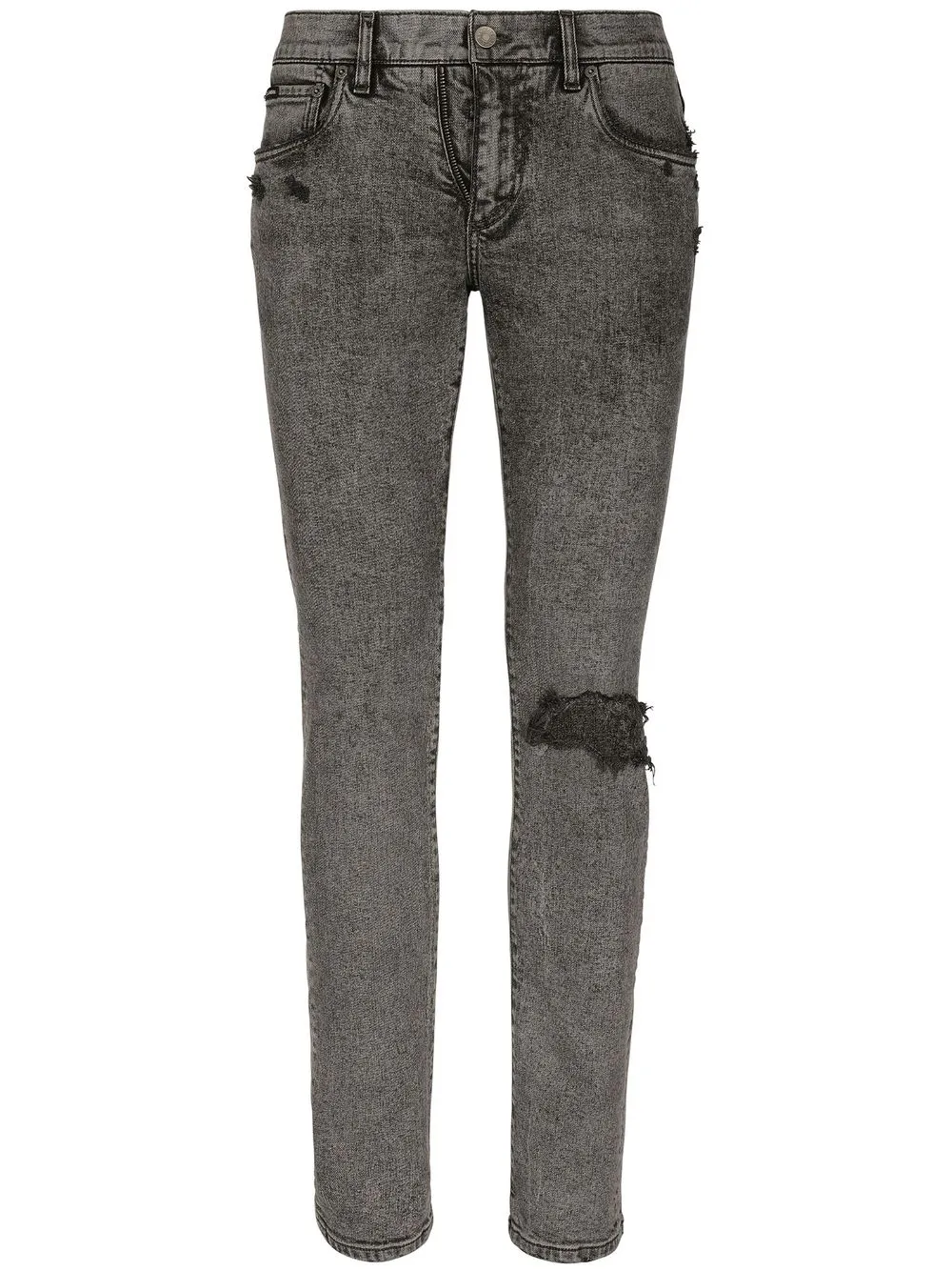 distressed-effect straight-leg jeans