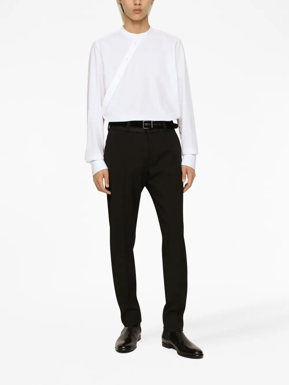 Dolce & Gabbana Stripe-print Tailored Trousers In Black