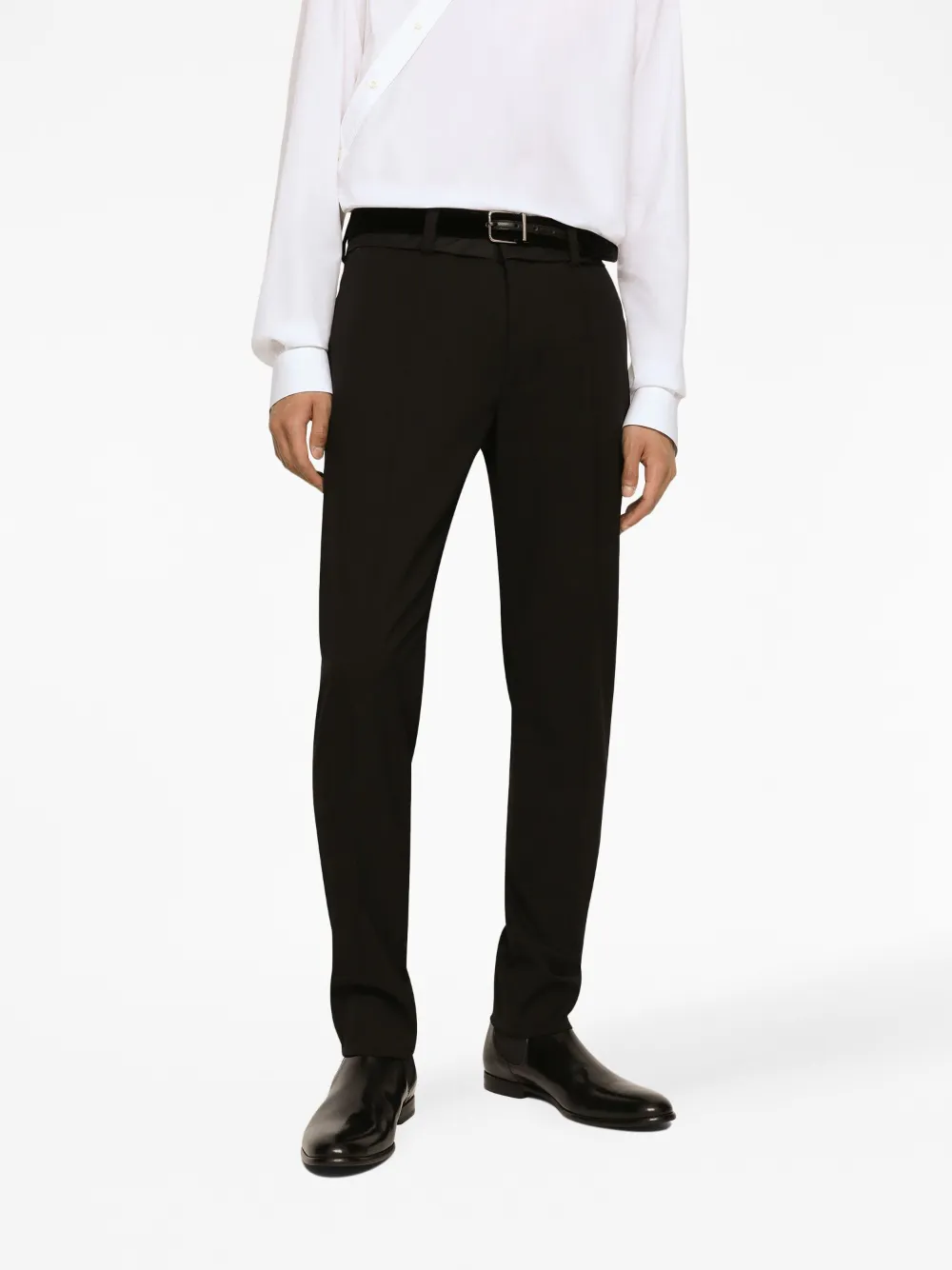 Dolce & Gabbana Stripe-print Tailored Trousers In Black