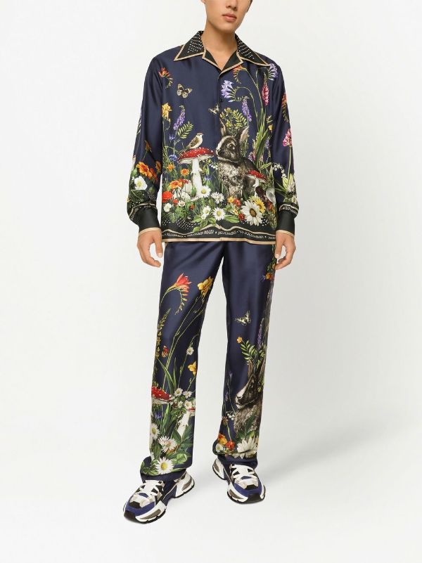 Dolce Gabbana floral print Silk Trousers Farfetch