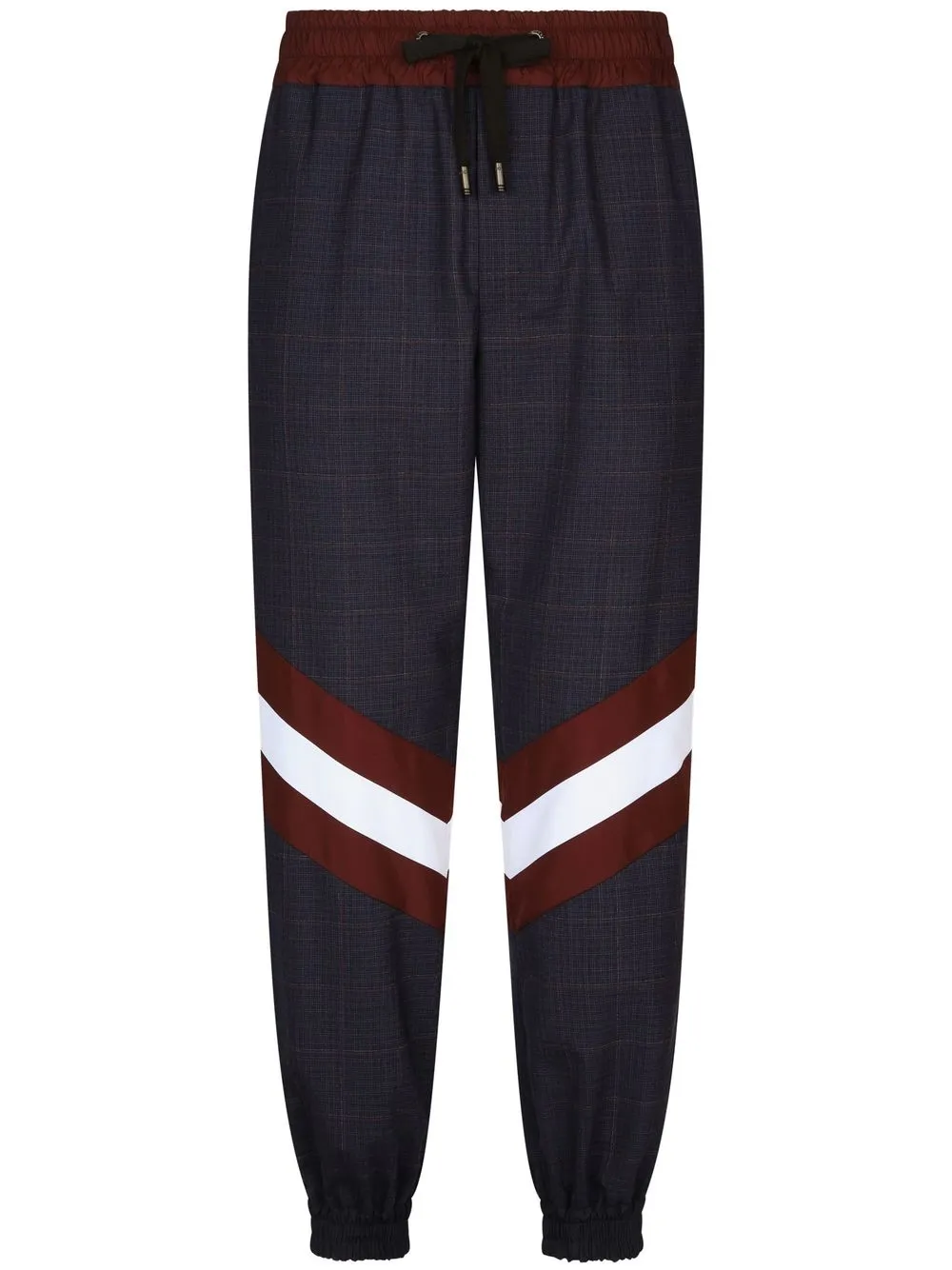 Dolce & Gabbana Checked Wool Jogging Pants With Dg Patch In Combined Colour