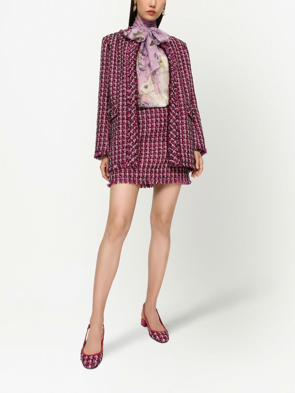 Shop Dolce & Gabbana Tweed Fitted Miniskirt In Rosa