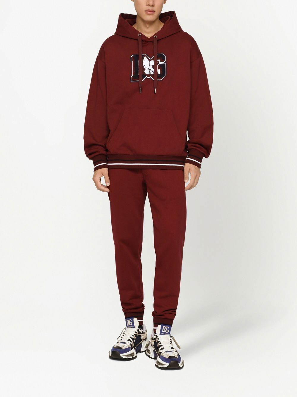 Shop Dolce & Gabbana Logo-patch Cotton Hoodie In Rot