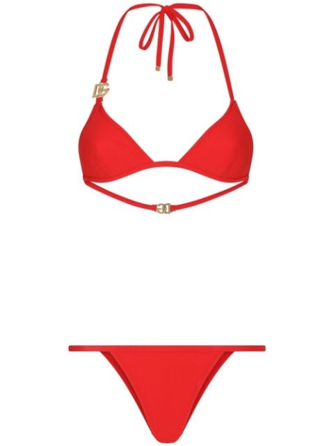 Dolce & Gabbana logo-plaque halterneck bikini set