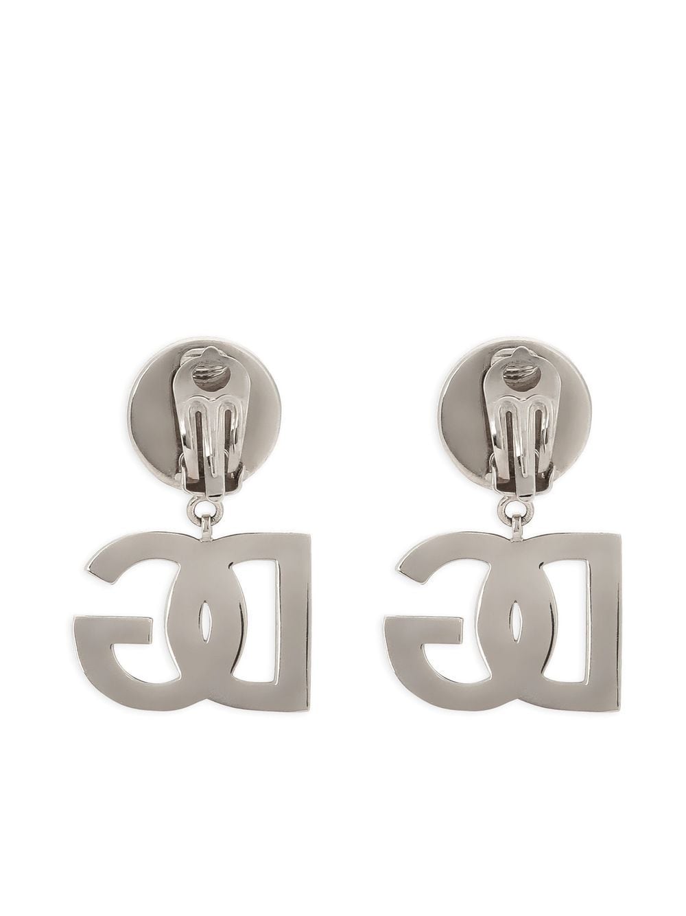 Shop Dolce & Gabbana Kim Dolce&gabbana Dg-logo Clip-on Earrings In Silver