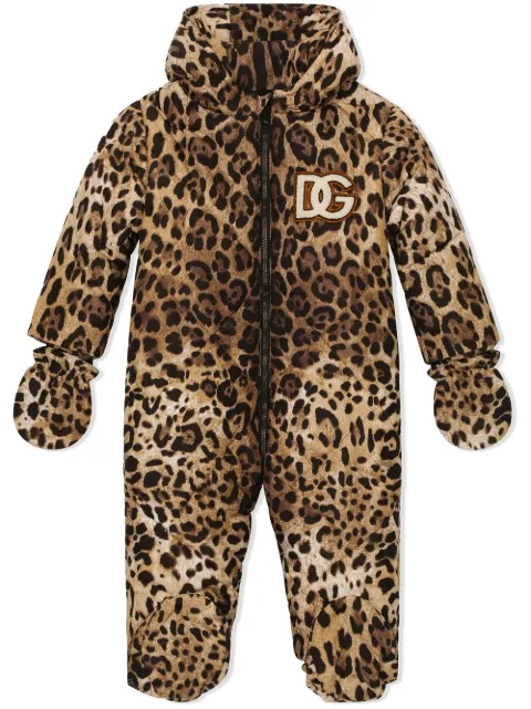 Dolce & Gabbana Kids leopard-print quilted snowsuit