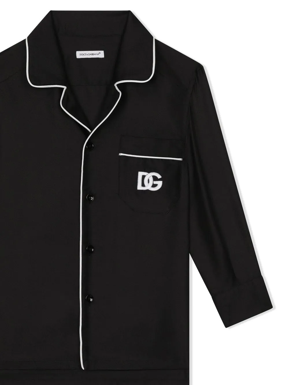  Dolce & Gabbana Kids Pyjama Oberteil Mit Logo Stickerei   Schwarz 