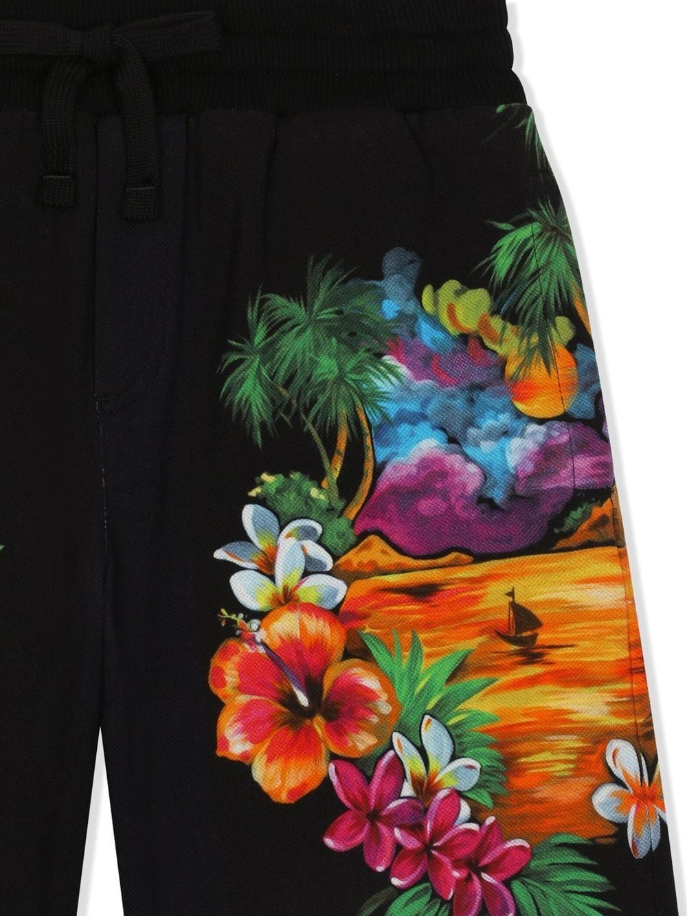 Shop Dolce & Gabbana Floral-print Cotton Shorts In Black