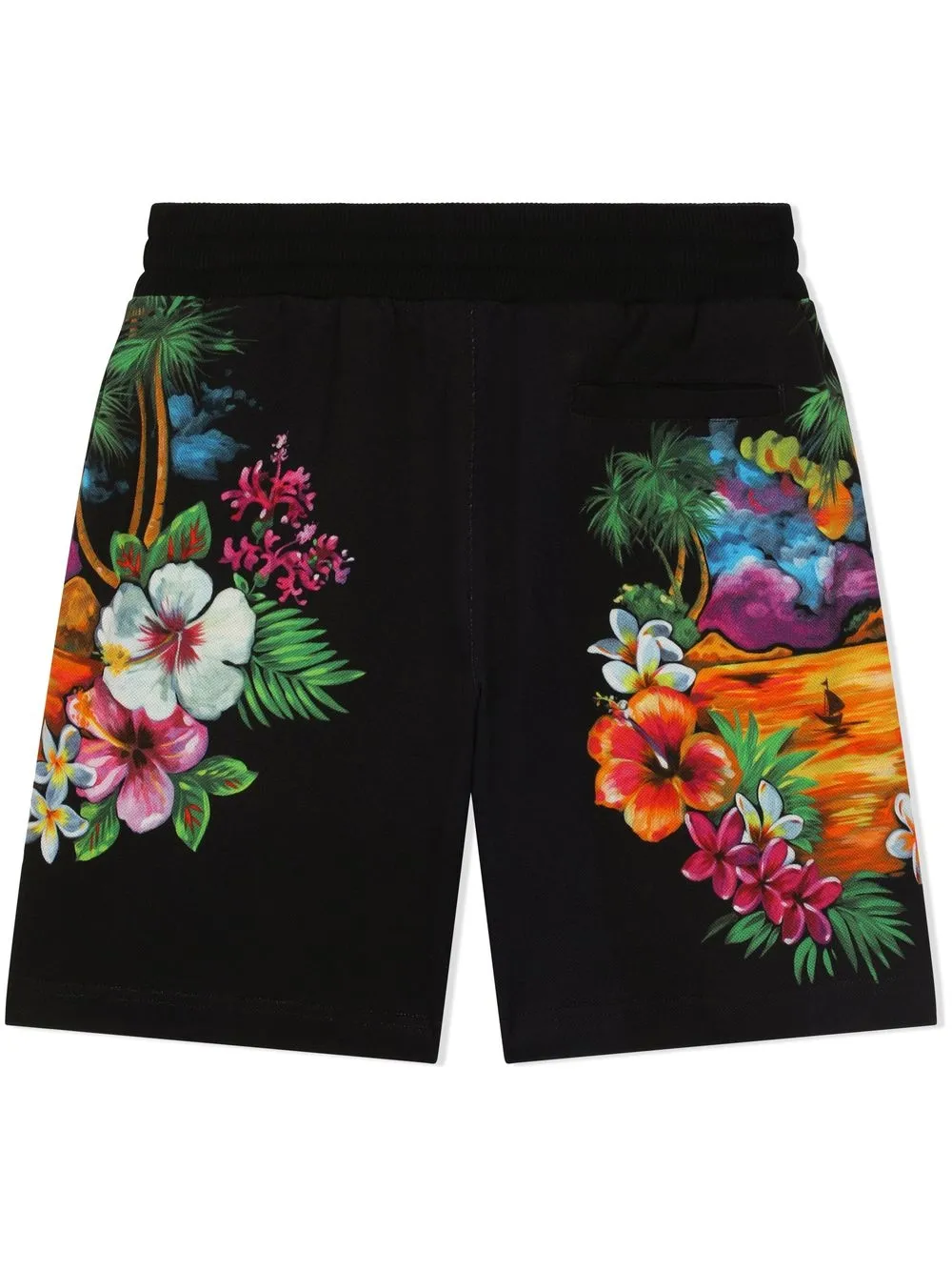 Shop Dolce & Gabbana Floral-print Cotton Shorts In Black