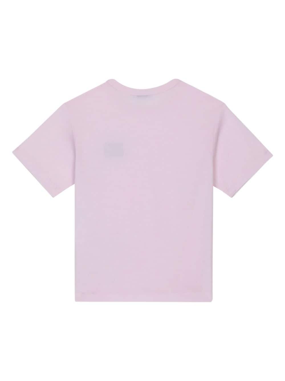 Dolce & Gabbana Kids logo-patch cotton T-shirt - Roze
