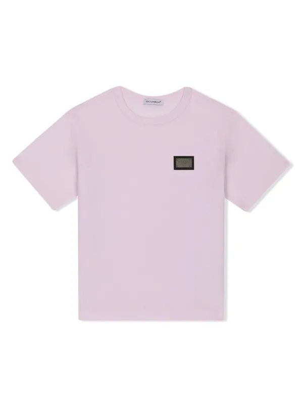 Dolce & Gabbana Kids logo-tag Cotton T-shirt | Pink | FARFETCH