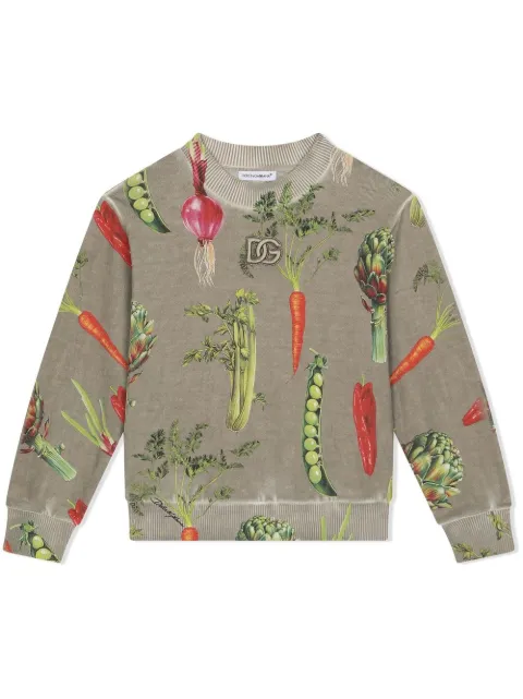 Dolce & Gabbana Kids - vegetable-print crew-neck sweatshirt