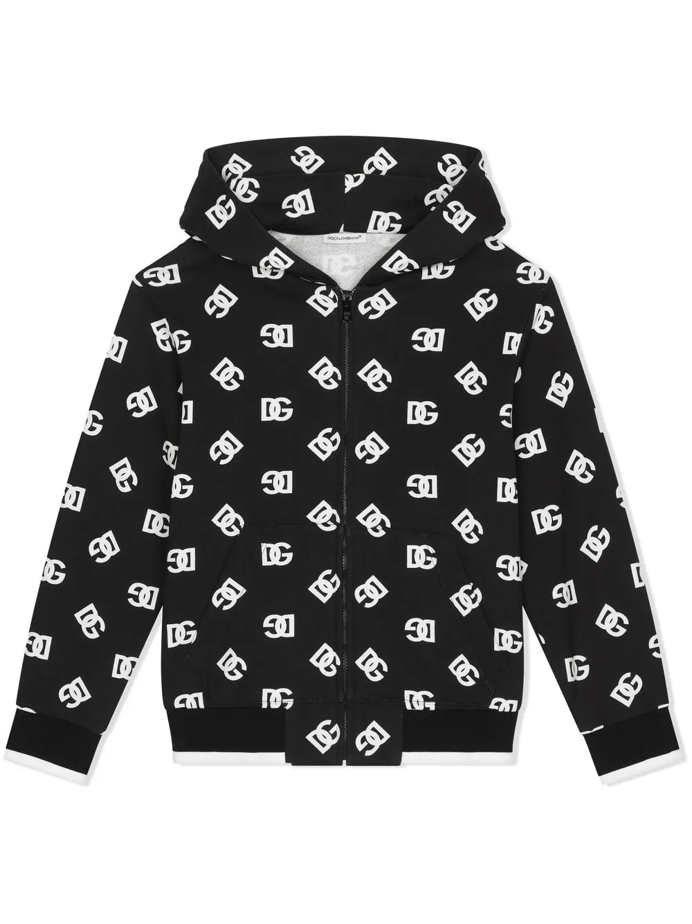 Shop Dolce & Gabbana Dg-logo Zip-up Hoodie In Black