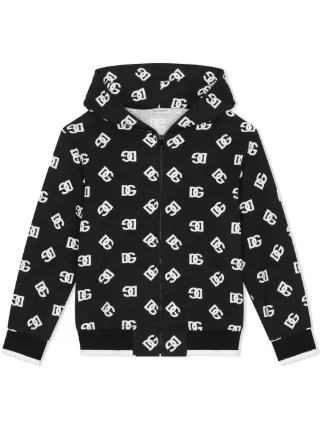 キッズ　Dolce & Gabbana 千鳥柄パーカー　9〜10歳 Dolce & Gabbana Kids DG-logo zip-up Hoodie | Black | FARFETCH