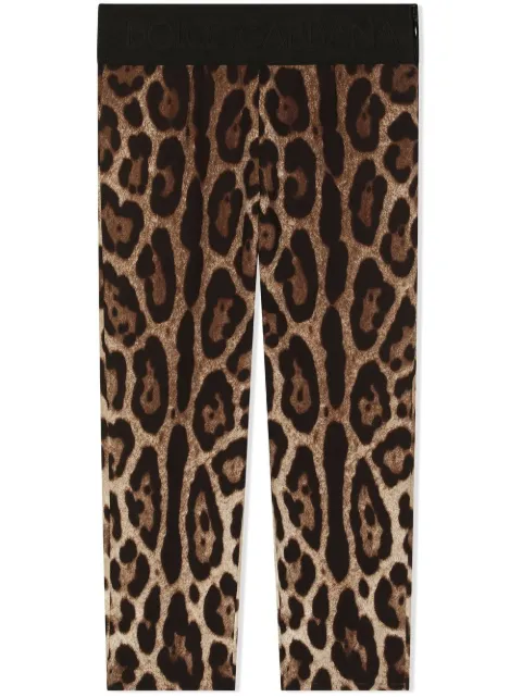 Dolce & Gabbana Kids leopard-print stretch-silk leggings