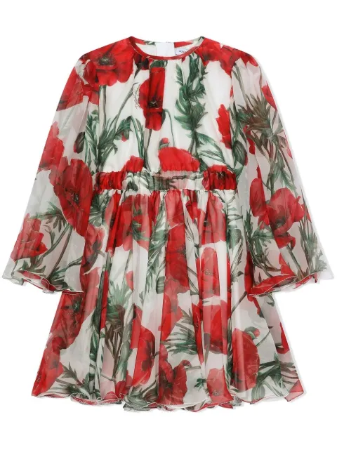 Dolce & Gabbana Kids poppy-print smock dress