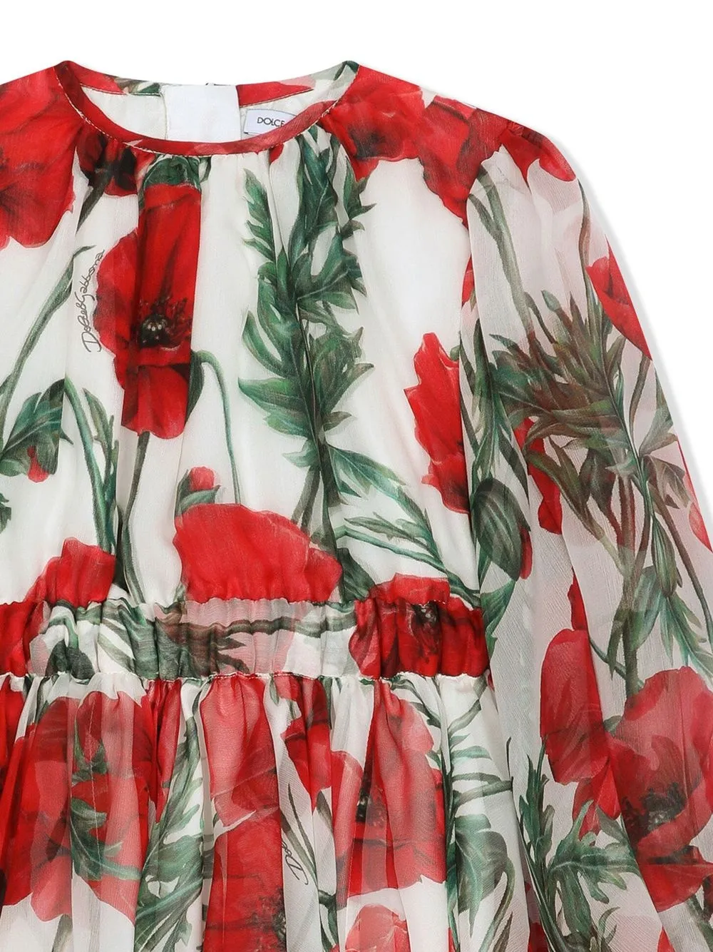 Shop Dolce & Gabbana Poppy-print Smock Dress In White