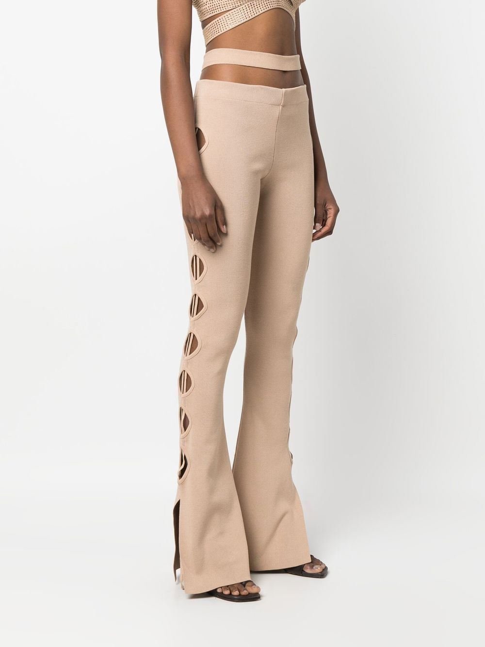 Shop Andreädamo Cut-out Detail Bootcut Trousers In 中性色
