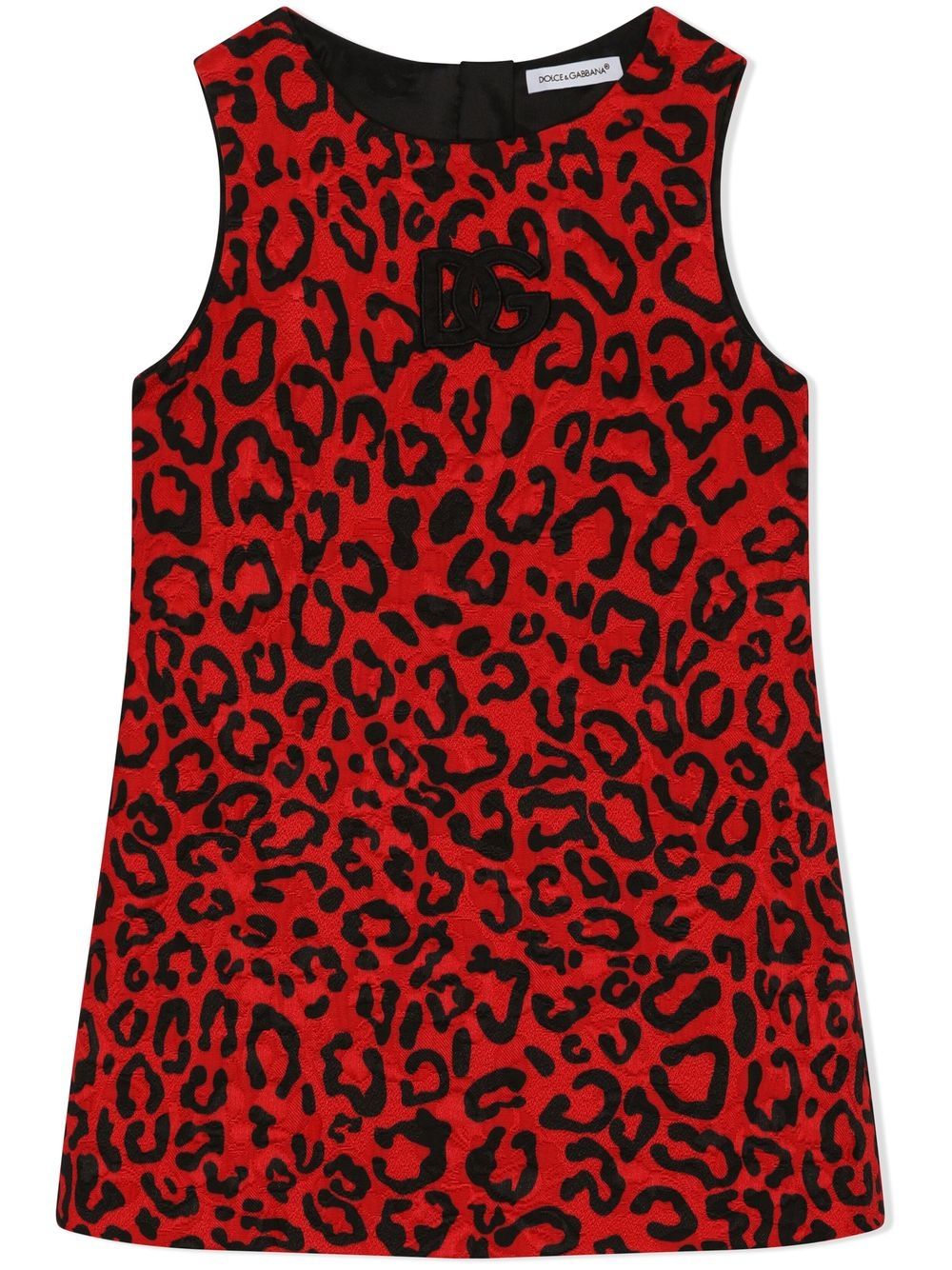 Dolce & Gabbana Kids' Leopard-print Shift Dress In Red