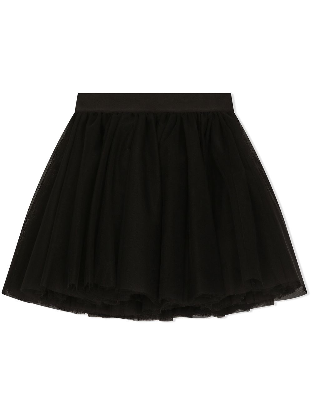 Shop Dolce & Gabbana Logo-waistband Tulle Midi Skirt In Black