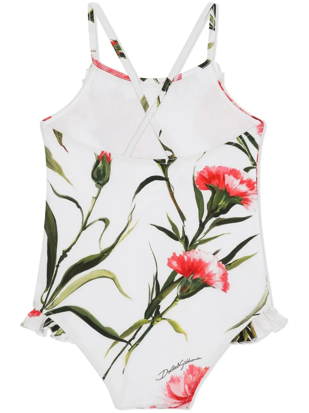 Dolce & Gabbana Kids Badpak met bloemenprint - Wit