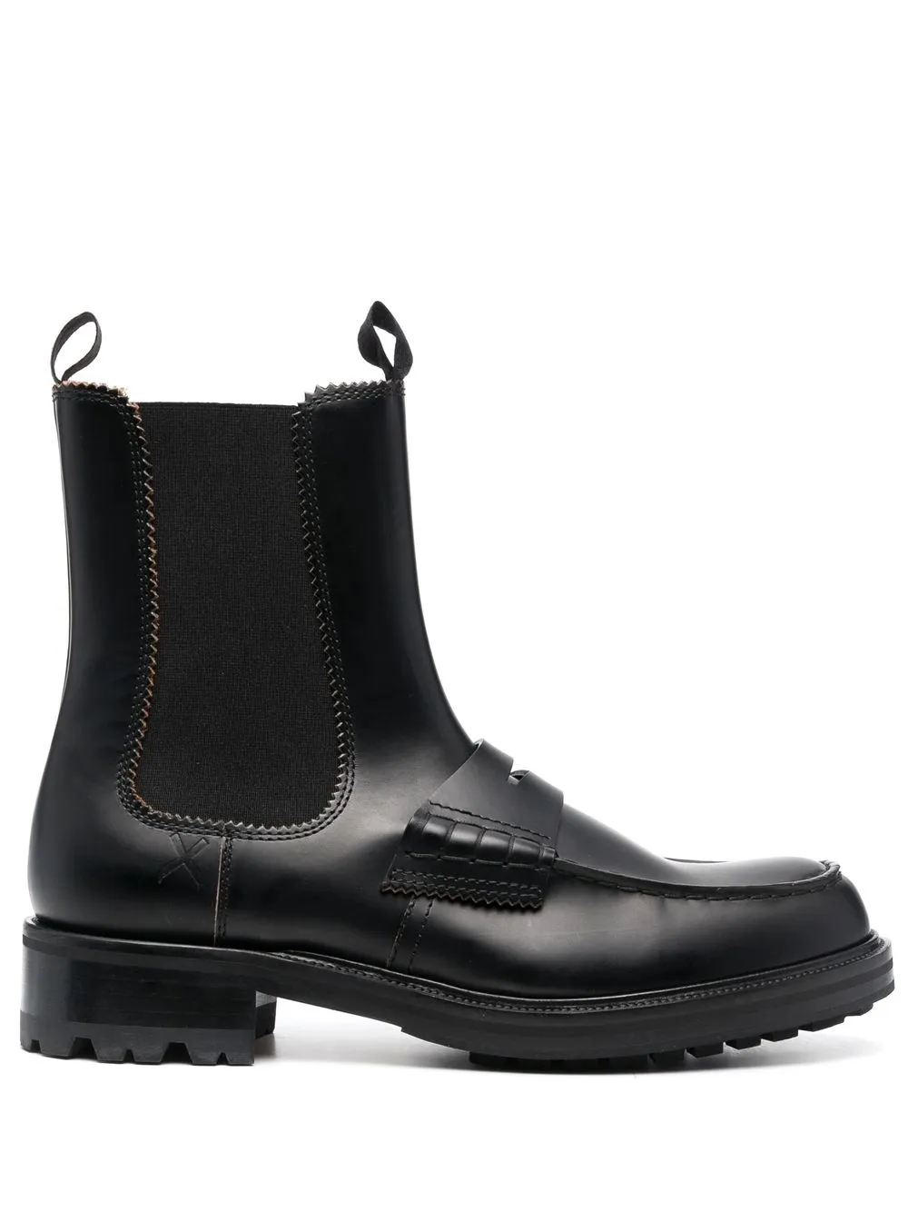 

college penny slot leather boots - Black