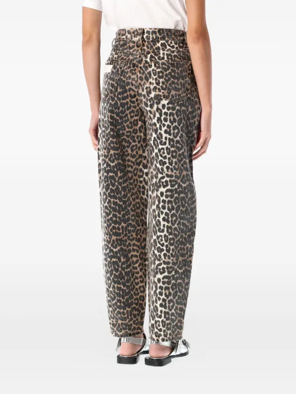 GANNI leopard-print Tapered Jeans Neutrals FARFETCH
