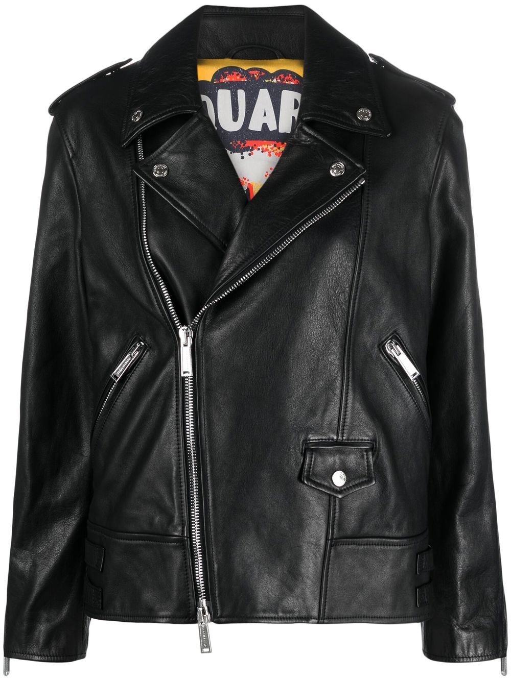 Dsquared2 logo-patch biker jacket | Smart Closet