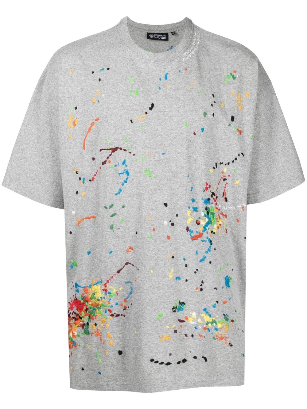 

Mostly Heard Rarely Seen Paint-embroidered cotton T-shirt - Grey