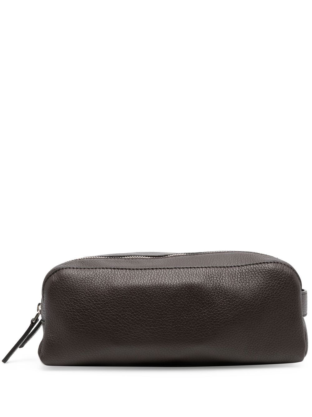 Orciani grained-leather double-zip washbag - Brown