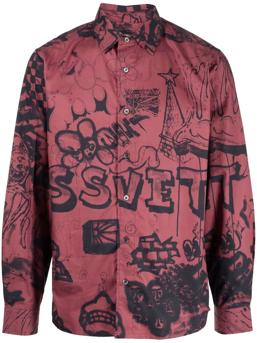 

PACCBET graffiti-print long-sleeve shirt - Red