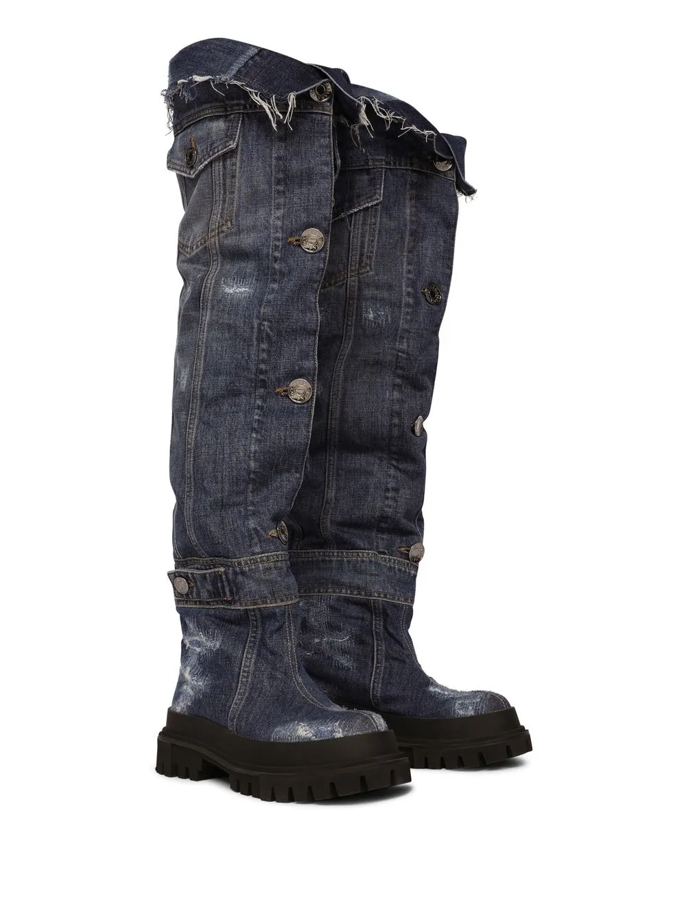 Dolce & Gabbana patchworkdenim kneelength Boots Farfetch