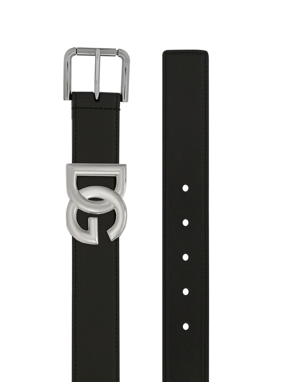 Shop Dolce & Gabbana Dg-logo Leather Belt In Black