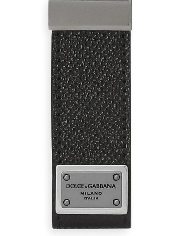 Dolce & Gabbana logo-tag Leather Keyring | Black | FARFETCH