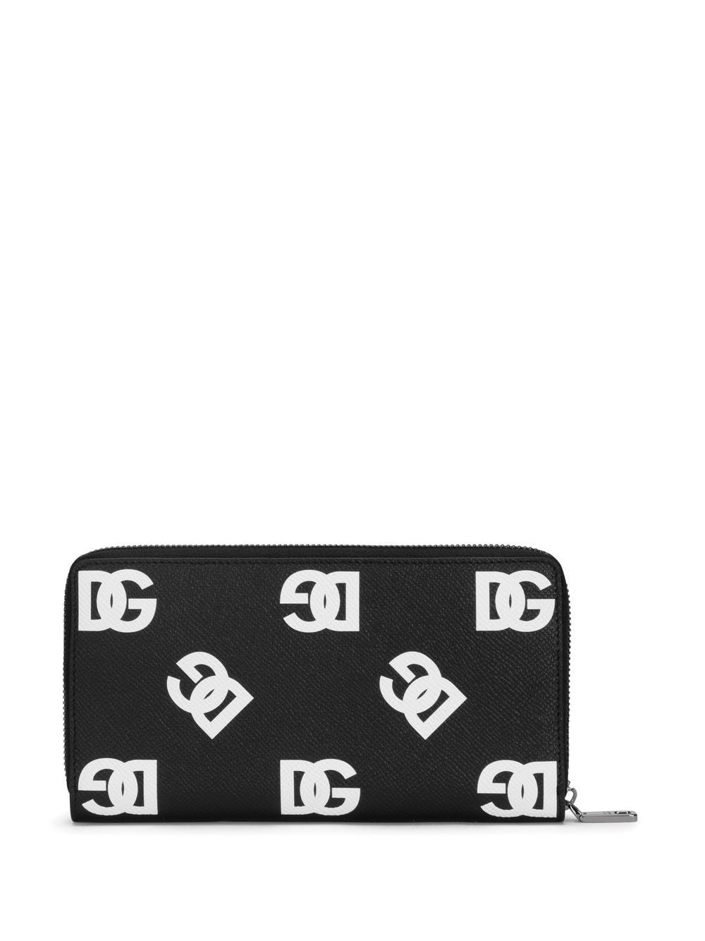 Shop Dolce & Gabbana Dg-logo Leather Zip-around Wallet In Black